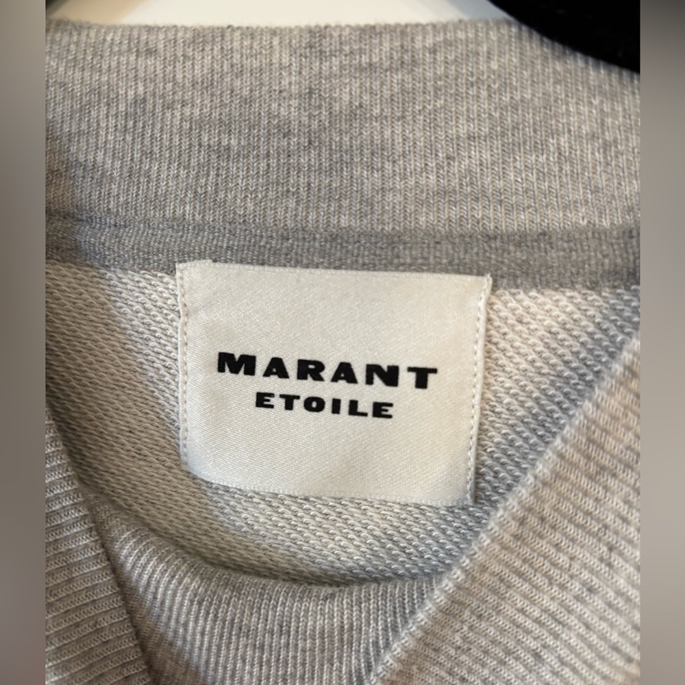 Isabel Marant etoile Moby logo pullover sweatshirt in grey maroon combo - Picture 7 of 8